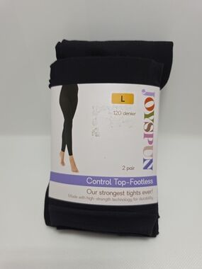 Joyspun Control Top Footless Tights in Black